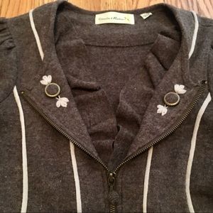 Anthropologie XS zip-up gray wool cardigan